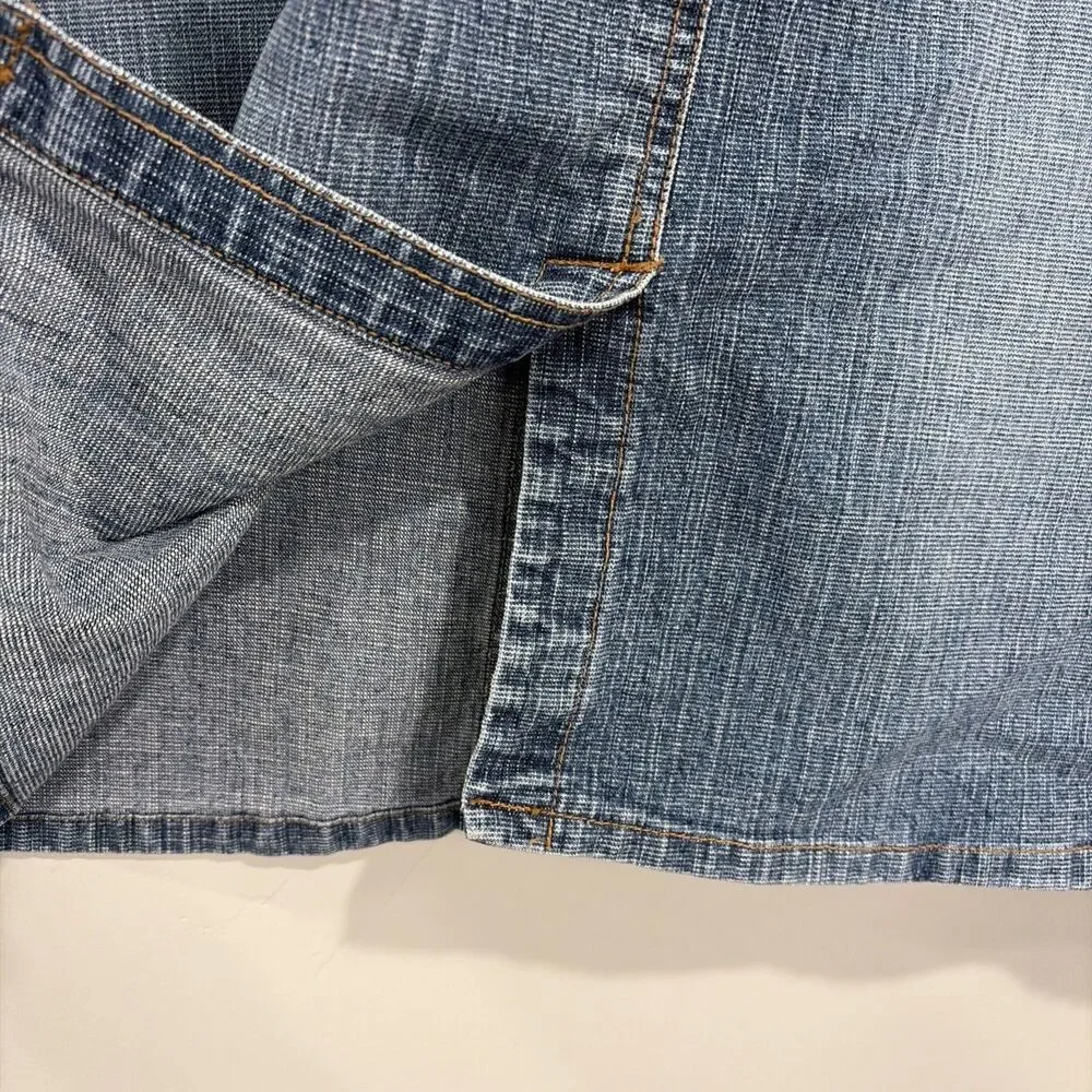 VTG Y2K Venezia Denim Cargo Skirt 22 Flaw Utility Pocket Medium Wash Jean Midi